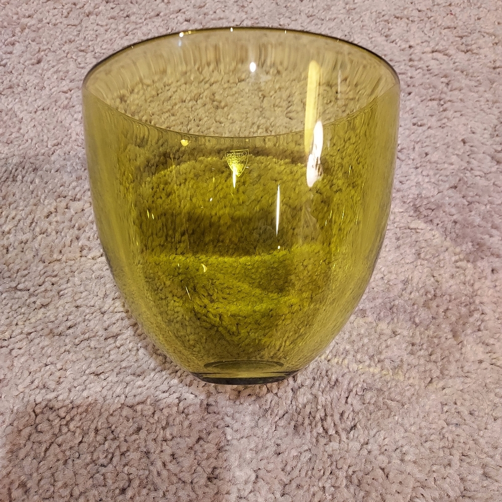 Orrefors small, Crystal bowl, in lime green. Never used and in the original box.